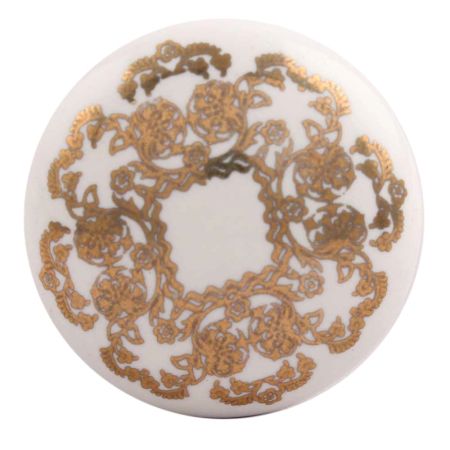 Golden Flower Flat Ceramic Wine Stopper (Pack Of One Piece)